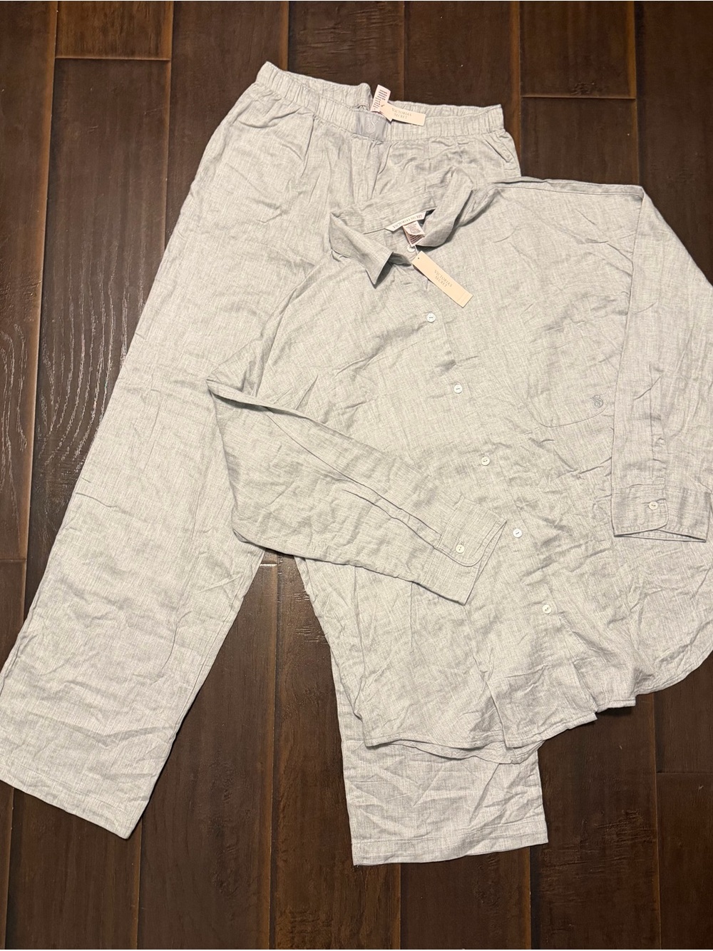 Victoria's Secret Light Gray Long-Sleeve Pajama Set